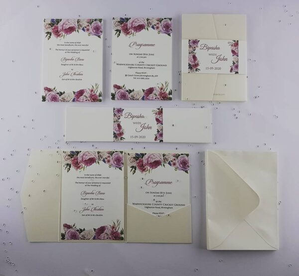 Elegant Rose Pocketfold Invitation ABC 883 -4008