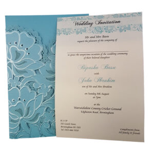 Shiny Blue Rose Laser cut Invitation LC 1015-3358