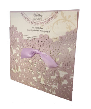 purple pocket wedding invitation