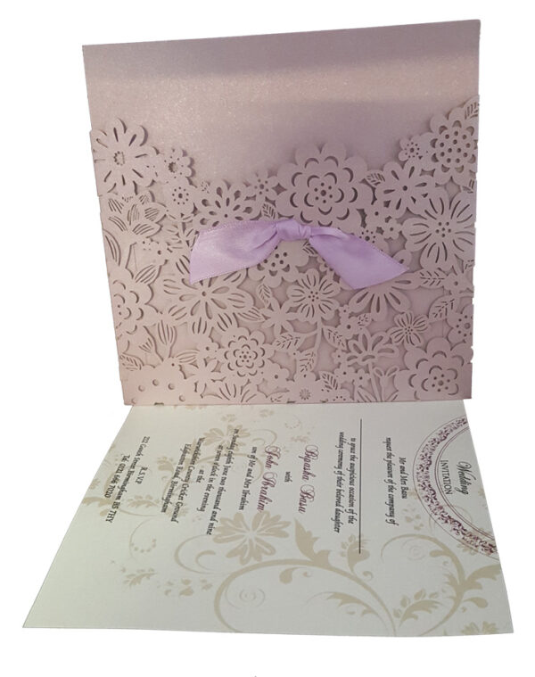 lavender pocketfold invitation