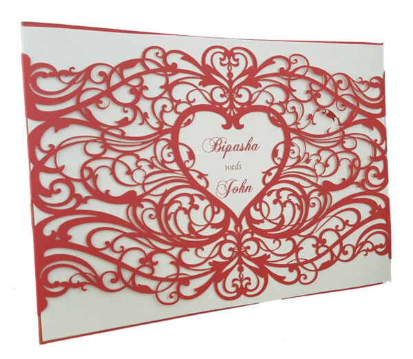 Red lasercut Invitation Shadicards.com