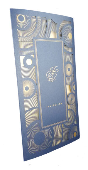 LC 1601 Blue Gatsby Design Style Laser Cut Invitation-0