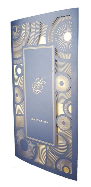 LC 1601 Blue Gatsby Design Style Laser Cut Invitation-3381