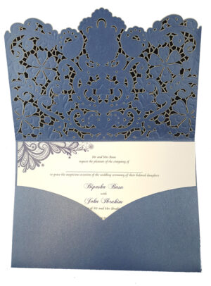 Gorgeous wedding invitation in navy blue