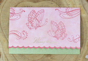 Pink and green Butterfly wedding invtation card design 8022-7615