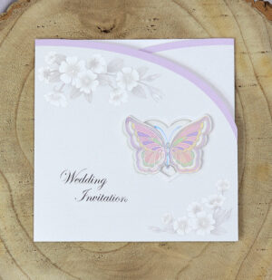 Lilac and silver floral 2 fold shaadi card