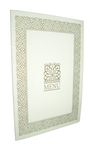ABC 497 Cream and Gold border party table menu-2696