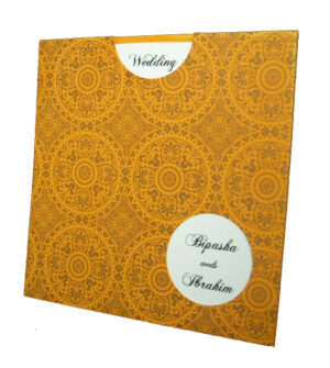 Orange Indian Pattern design Pocket Invite
