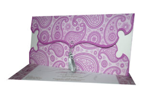 Asian wedding card with Paisley Pattern
