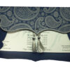 Beautiful Indian Invitation card with grey paisley design on blue card