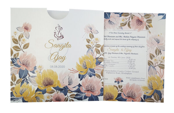 ABC 851 Floral Hindu Personalised Pocket Invitation-4251