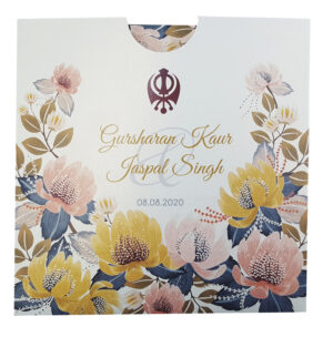 Gorgeous floral Sikh Indian wedding invitation card for online Anand Karaj Template