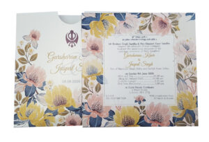 Floral Sikh Pocket Invitation card for Anand Karaj Invite