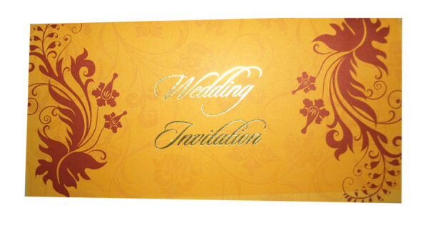 Orange quirky wedding invitation card