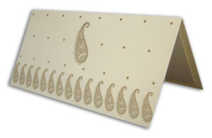 Asian Indian style paisley dots cream Invitation card with a gold overprint ABC 450 -0