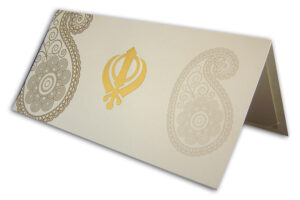 ABC 455 Traditional cream paisley sikh khanda invitation cards-565