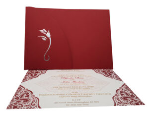 Red Hindu wedding card