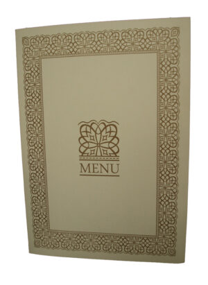 ABC 497 Cream and Gold border party table menu-0