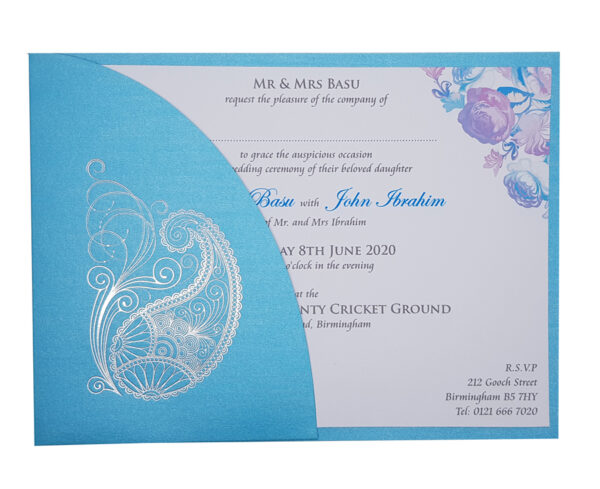 Light blue pocket invitation