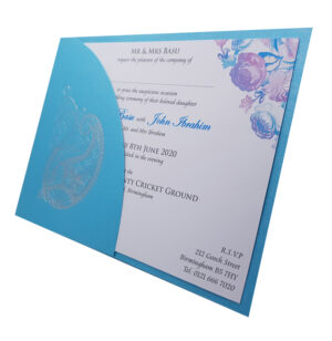 Turquoise Asian wedding invitation