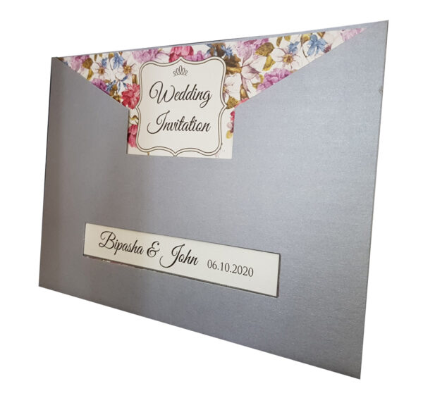 blush floral wedding invitation with window