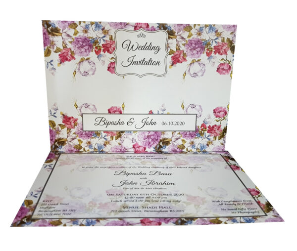 colourful pink flower design for invitation card