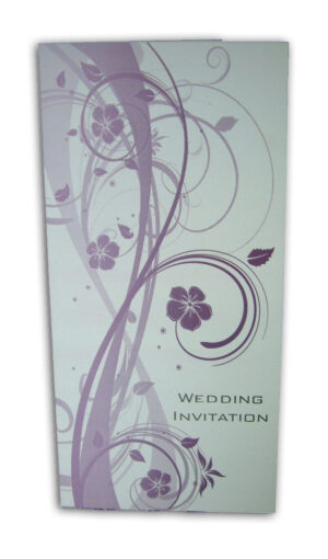 ABC 523 Oyster white wedding invitation whimsical fronds in lavender-1328
