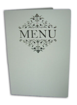 ABC 532 Personalised white and silver table party menu-1362