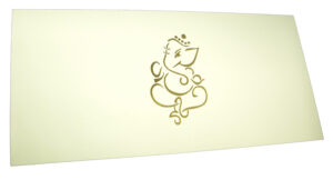 ABC 579 Simple Cream and Gold Hindu Ganesh Invitation Card-3024