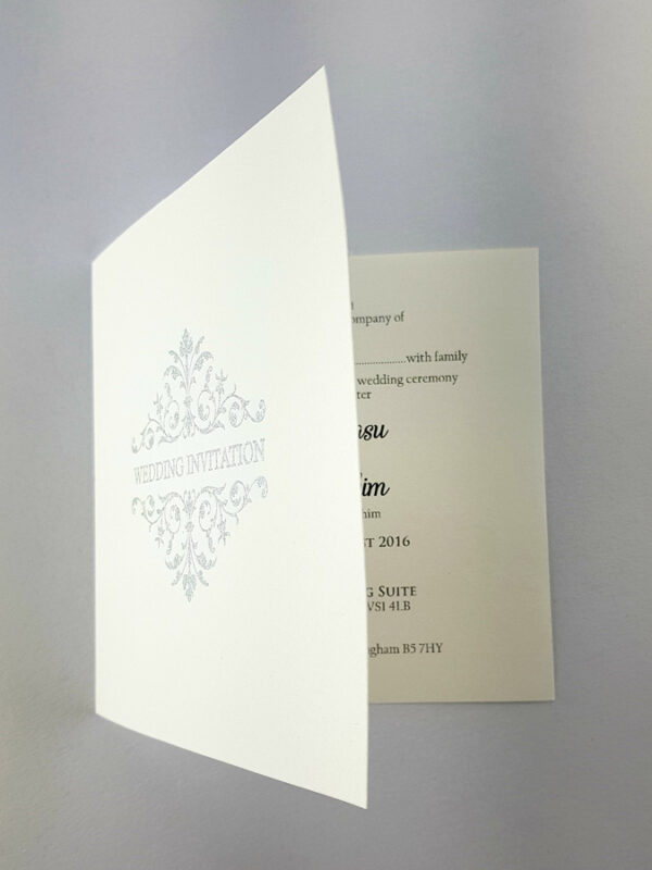 ABC 594 Simple white and silver Budget Wedding Invitation Card Design-4546