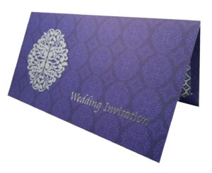 royal blue and silver wedding invitations with damask pattern