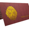 Damask patterned red Asian wedding invitation card with Gold Foil