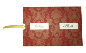 Red and gold double window Pocket invitation with Damask Pattern ABC 678 -2502