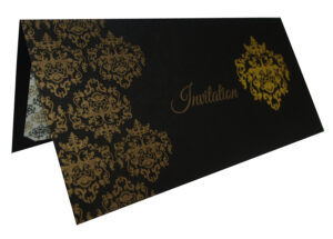 Black and Gold Damask Patterned Foiled Invitation Design ABC 740-3067