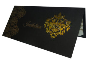 Black and Gold Damask Patterned Foiled Invitation Design ABC 740-0