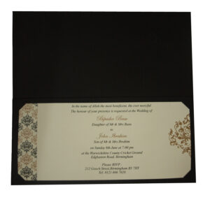 Black and Gold Damask Patterned Foiled Invitation Design ABC 740-3068