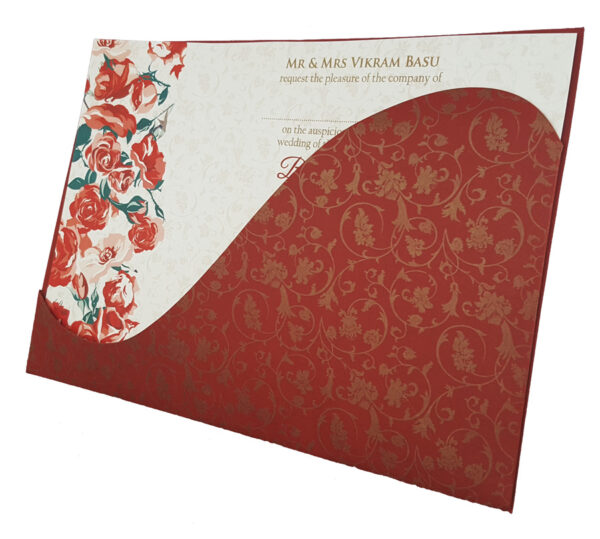 Red and gold Asian Style Pocket Invitation Card ABC 840 -3986