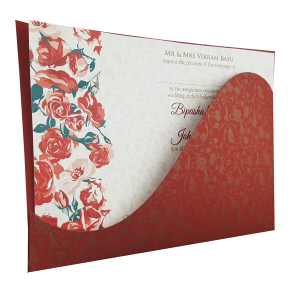Red and gold Asian Style Pocket Invitation Card ABC 840 -3987