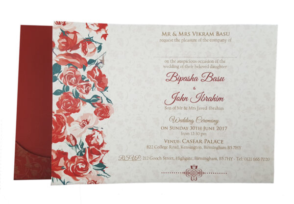 Red and gold Asian Style Pocket Invitation Card ABC 840 -0