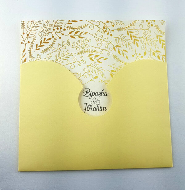 Leafy Yellow Pocket Invitation ABC 965-4544