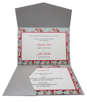 Grey Vintage Floral Pocketfold Invitation ABC 881 -3993