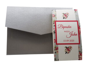 Grey Vintage Floral Pocketfold Invitation ABC 881 -3994