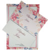 floral wedding invitation with vibrant pink seasonal garden flowers