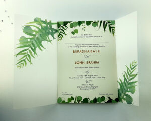 green floral vellum invitation
