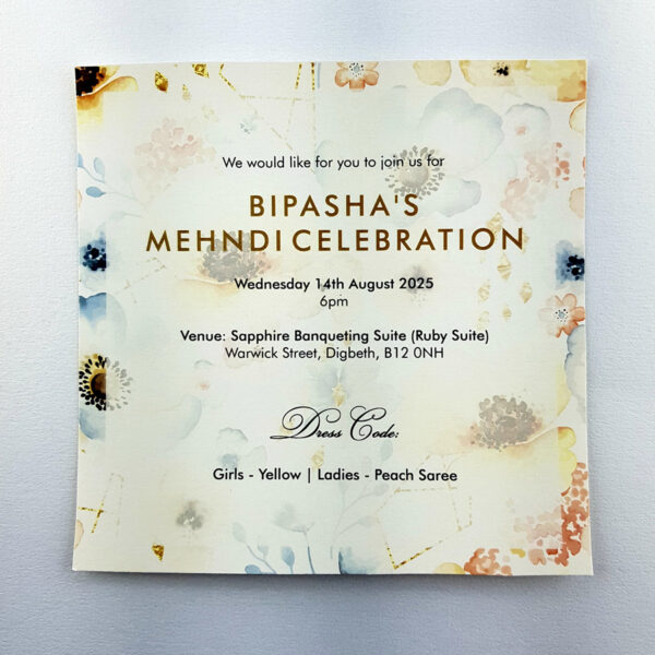 Modern Mehndi invitation card