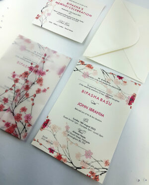 Cherry Blossom pink vellum invitation