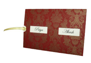 Red and gold double window Pocket invitation with Damask Pattern ABC 678 -2500