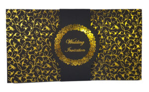 Lovely black and gold marriage invitation card