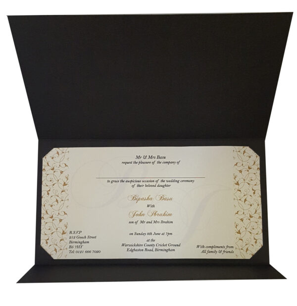 Wedding insert text on a black card