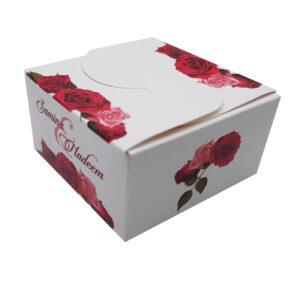 Custom square butterfly favor boxes Red rose floral printed table favour boxes